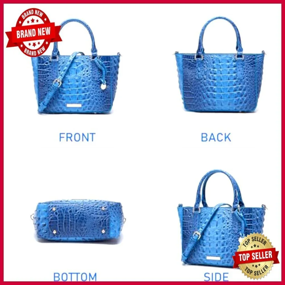 Crocodile Embossed Leather Tote Satchel Purse with Adjustable Crossbody Strap